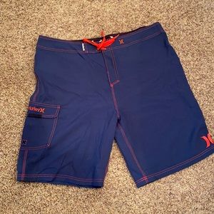 Hurley swim trunks navy blue with red accents
